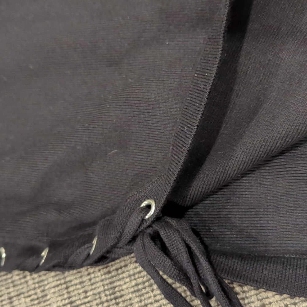 NWT BLACK Tape Knit Skirt with side ties - Picture 3 of 7